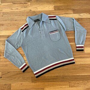 Vintage 70s JCPenney Long-Sleeved Point-Collar Grey Pocket Shirt - Men's Medium